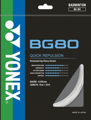 Cordage Yonex BG80 blanc - 10m